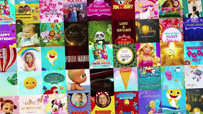 customize theme based birthday invitation videos for kids