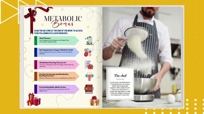 write original recipes, edit, format and design cookbook