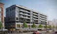 design 3d apartment building exterior rendering, multi family housing