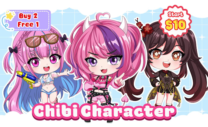 draw chibi art character for pfp, vtuber, emotes and kawaii