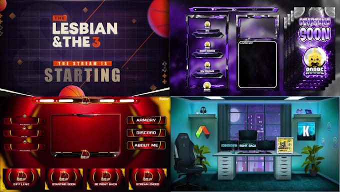 design full stream pack, tiktok overlay and twitch logo