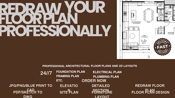 redraw your floor plan professionally within 6hours