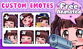 draw cute chibi emotes or badges for twitch streamer, vtuber and discord