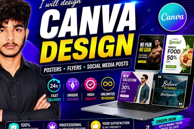 create custom graphics,promotional posters or canva graphics