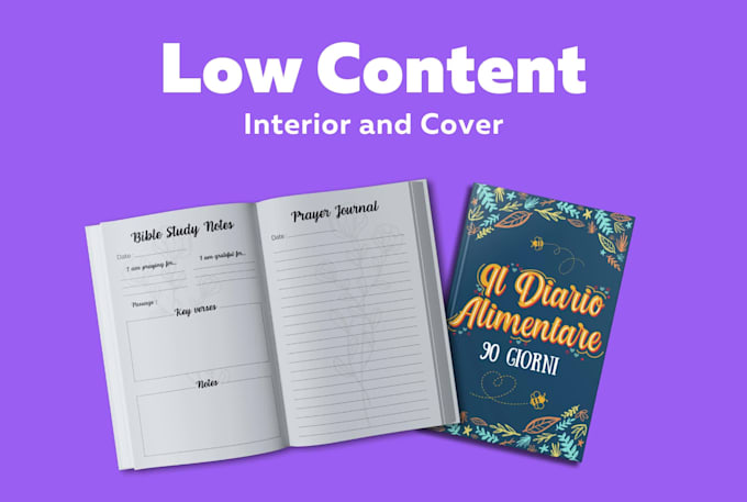 Create custom low content interior book and cover for amazon kdp etsy ...