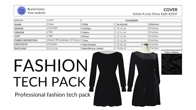 design a professional fashion tech pack