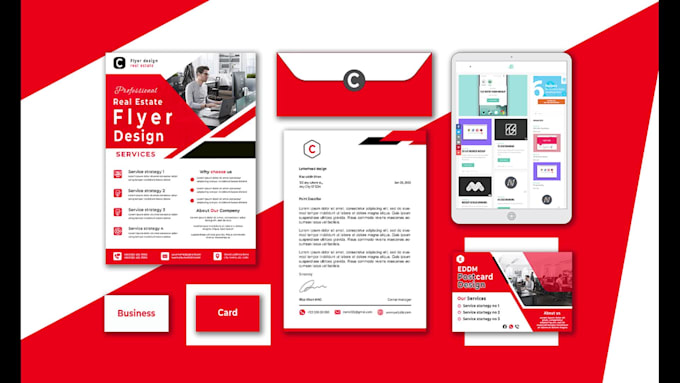design letterhead, digital flyer, eddm postcard, brand identity, branding kit,