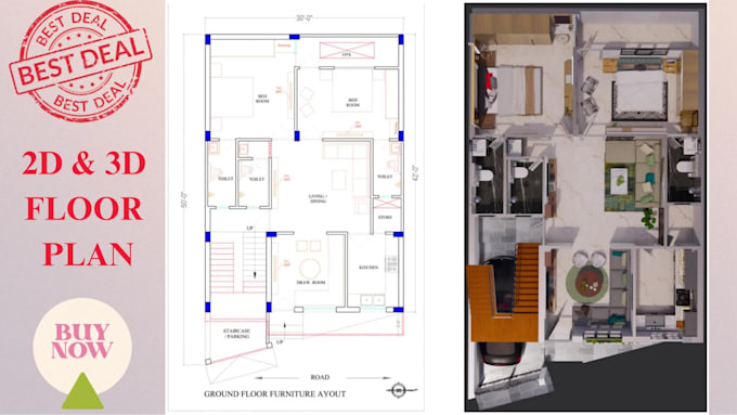 create 3d floor plan with realistic rendering at min rates