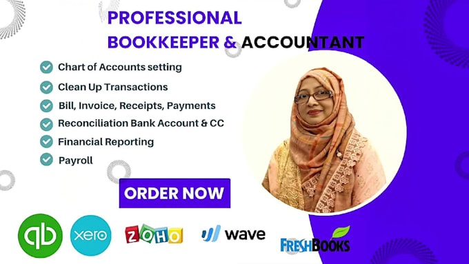 do accounting,  bookkeeping in quickbooks online, xero, excel