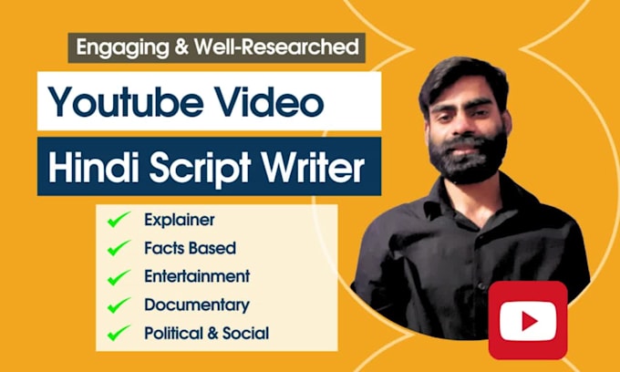 be the hindi script writer for your youtube channel