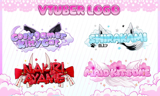 design kawaii japanese style logo for vtuber and streamer