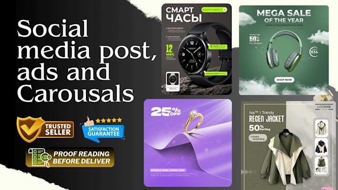 create eye catching social media posts, ads and carousels
