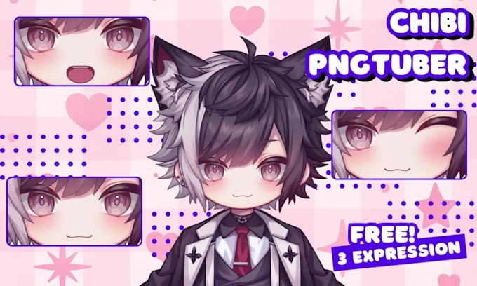 draw a cute chibi pngtuber for your streams