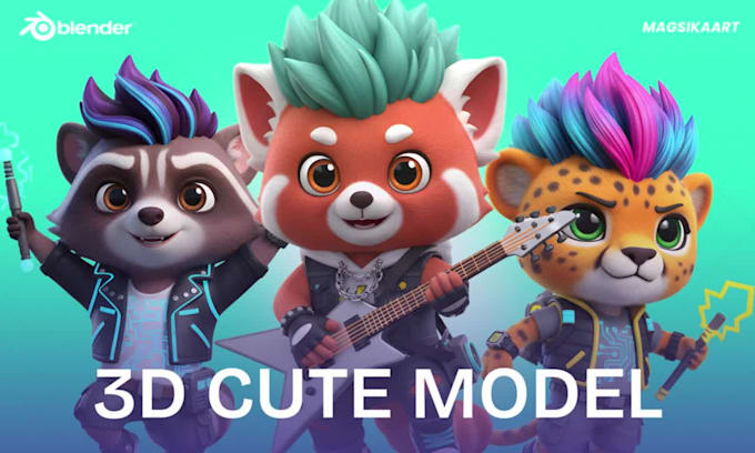 design 3d modeling character, 3d animal, 3d game, cartoon modeling for mascot or