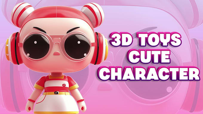 design cute 3d toys, 3d character, 3d mascot in blender