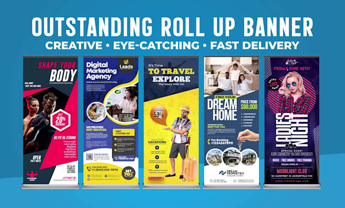 design outstanding roll up banner, retractable banner, pull up or roller banner