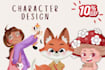 draw kids character design for children book illustration