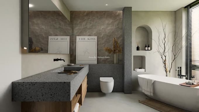do bathroom 3d interior design and renderings