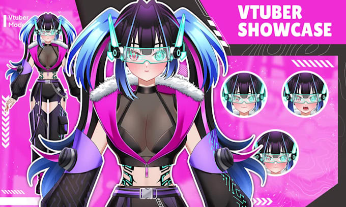 design vtuber model live2d character in anime artstyle and rigging for stream