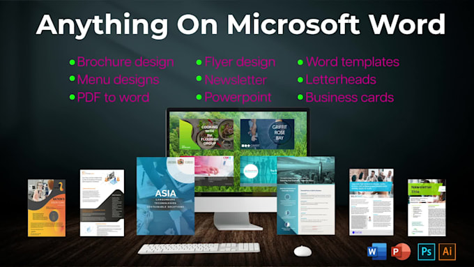 design brochure, flyer, newsletter, report, proposal, menu word and ppt template