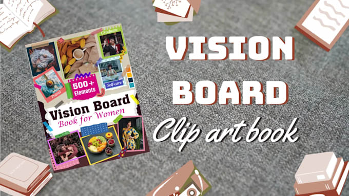 Design vision board clip art book mood board for amazon kdp by ...