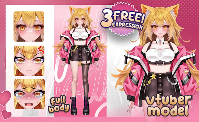 design high quality live2d vtuber model and rigging for vtube studio