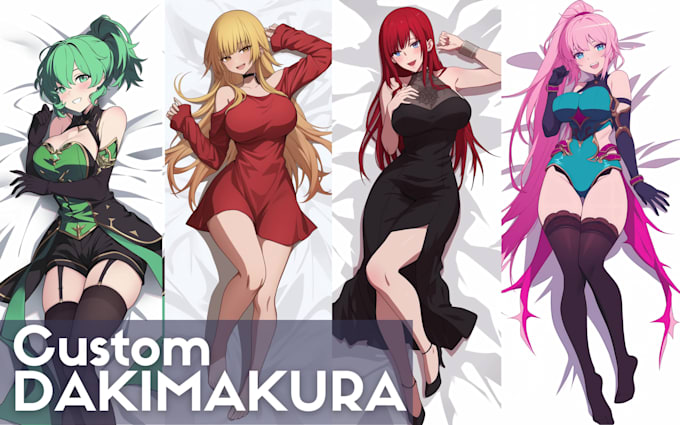 draw custom dakimakura body pillow for your oc, anime character, vtuber