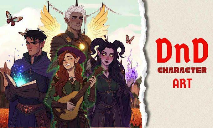create dnd character art, fantasy character illustration and concept art