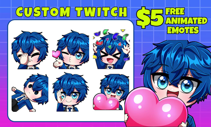 draw chibi twitch emotes, sub badges and vtuber emotes