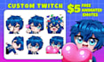 draw chibi twitch emotes, sub badges and vtuber emotes