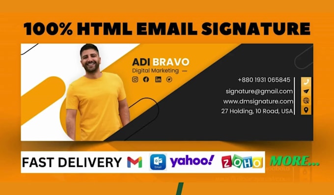 create professional HTML email signature with logo and links