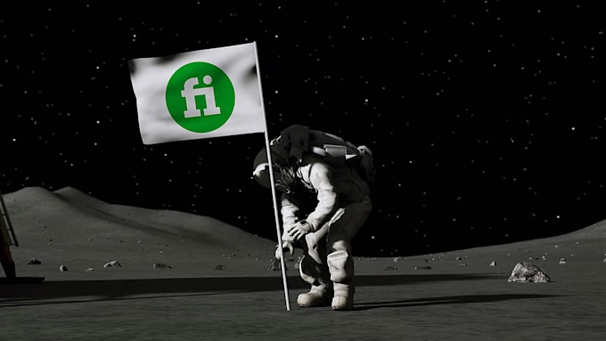make astronaut moon flag logo reveal animation