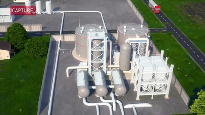create 3d industrial animation for ccus and green tech