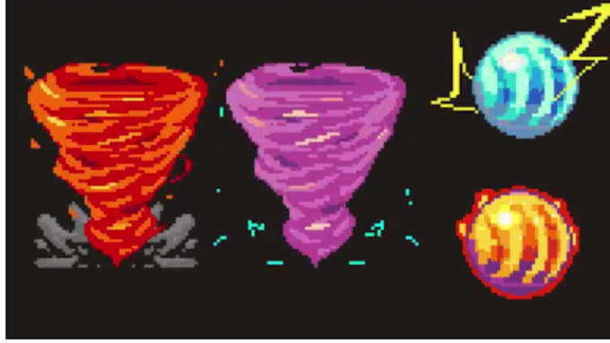 create pixel visual effects, hand drawn spell animation, pixel skill vfx game