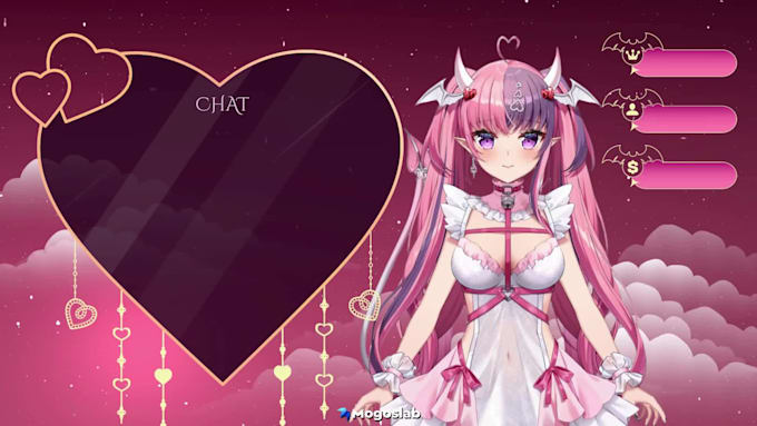 design an anime vtuber stream overlay for twitch  and youtube