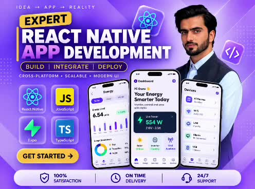 develop custom react native mobile apps for ios and android