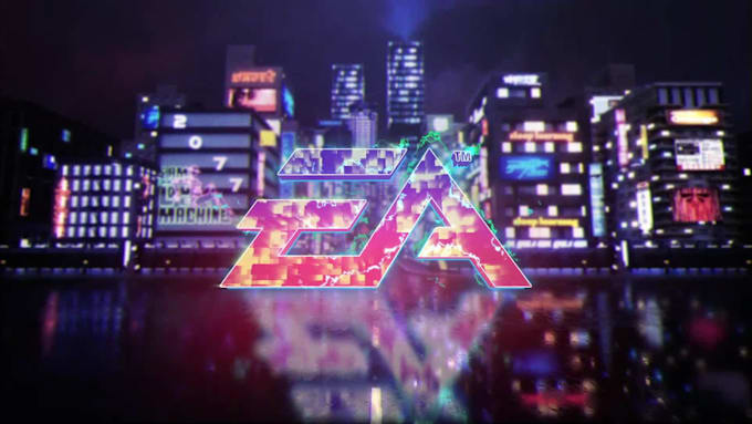 design a neon cyberpunk glitch logo intro for youtube or twitch