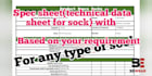 make full detailed clear spec sheet for socks to send your producer