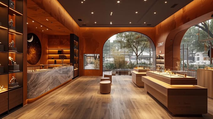 do 3d interior design of shop, store, boutique, office with realistic rendering