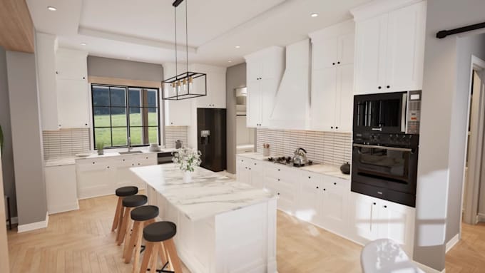render 3d home exterior and interior with architectural walkthrough video