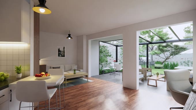 do 3d modern interior rendering design by sketchup