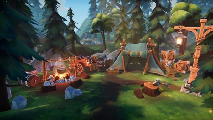 create stylized 3d game environment unity 3d level garden 3d world 3d game map