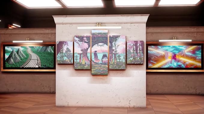 create a 3d art gallery slideshow video with your images