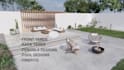 design exterior landscape, garden, backyard, patio terrace, BBQ and pool