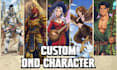 draw dnd character art, fantasy character illustration and concept art