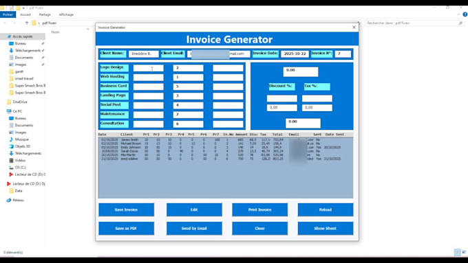 create an automated excel invoice system with vba