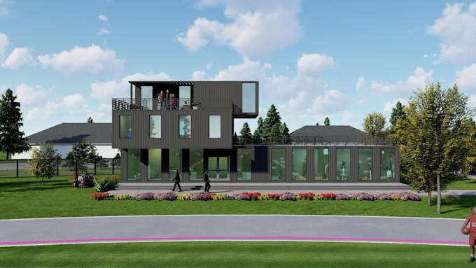 design shipping container home, tiny house, shop, restaurants with 3d rendering