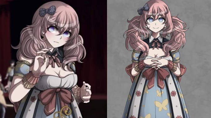 draw 2d anime danganronpa sprites,character reference sheets, and custom fanart
