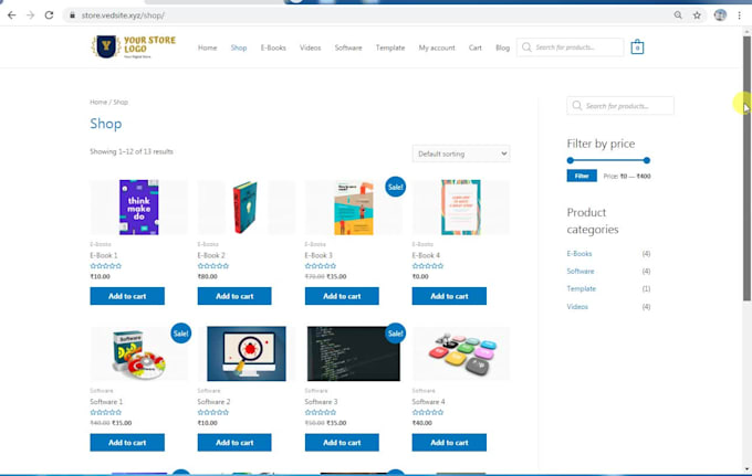build ebook and digital downloads store website
