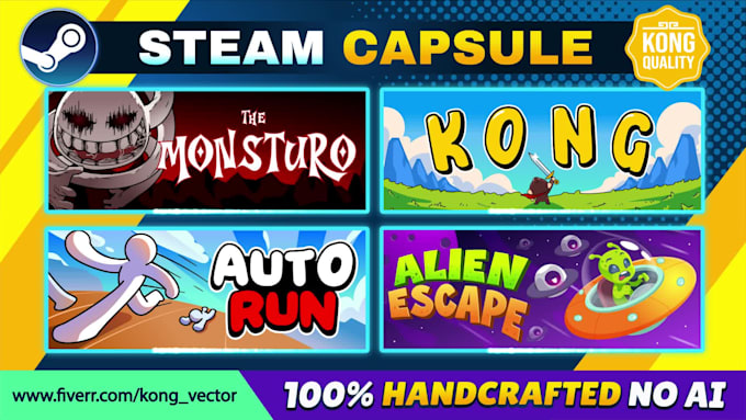 custom hand drawn steam capsule art for your indie game